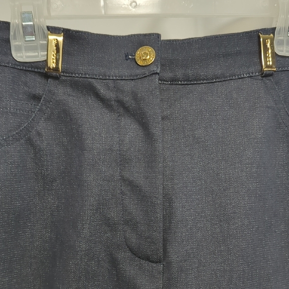 St. John Sport by Marie Gray Blue Dark Wash Denim Dress Jeans Gold Detail Size 6 - Picture 7 of 16